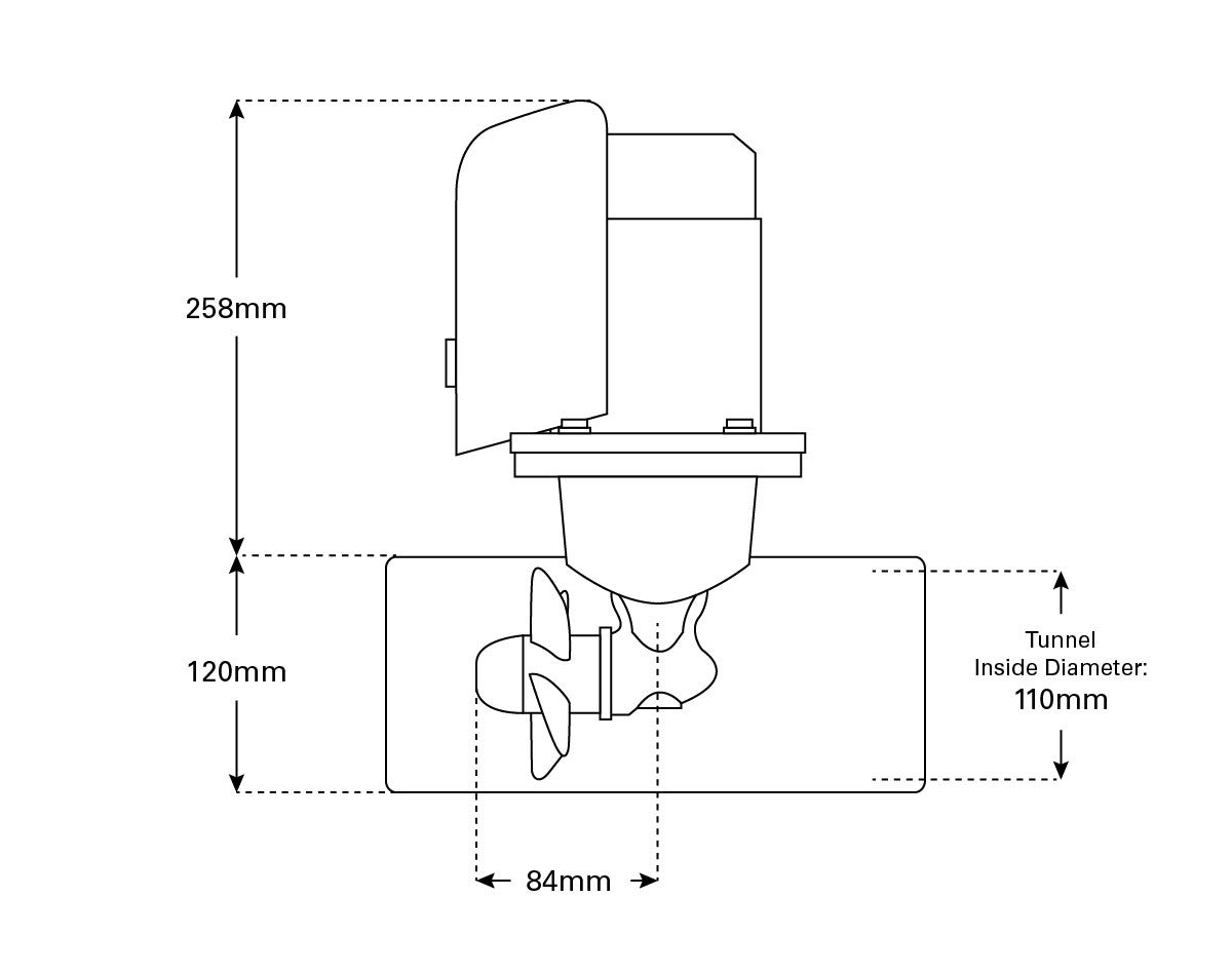 Quick BTQ110 Bow Thruster Kit 25Kgf for 5m - 7.5m Boats