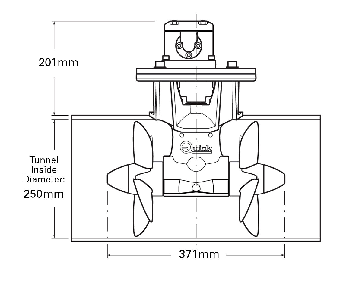 Quick BTQH250 Hydraulic Bow or Stern Thruster with Double Propellers for 18m - 22m Boats