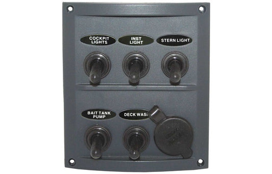 5 Gang Toggle Switch Panel with Cigarette Power Socket