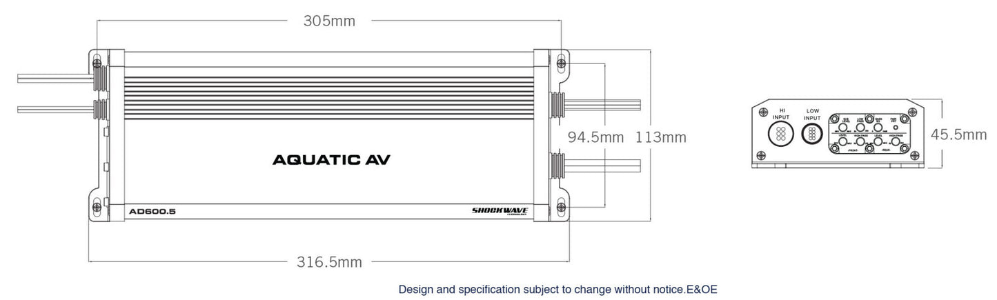 Aquatic AV AD600.5 Marine Amplifier 5 Channel