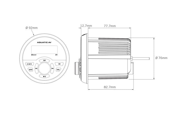 Aquatic AV GP1 Waterproof Marine Stereo Gauge Size