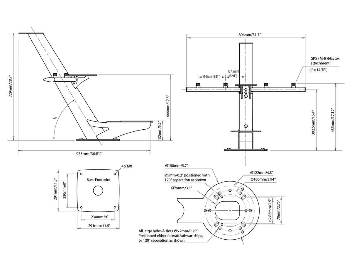 Scanstrut Flagship Tapered Radar Mounts