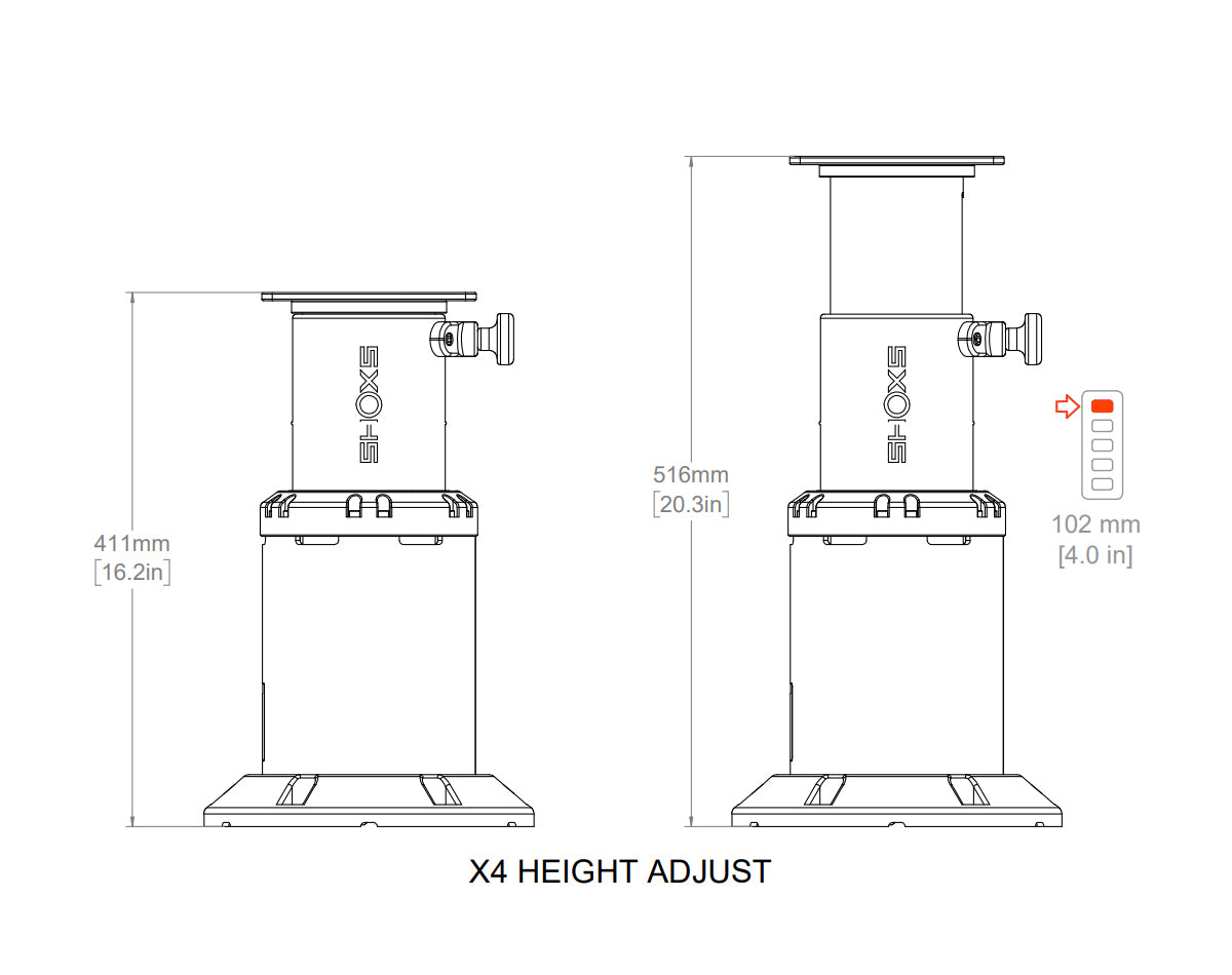 SHOXS X4 Suspension Seat Pedestal with Height Adjustment