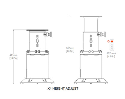 SHOXS X4 Suspension Seat Pedestal with Height Adjustment